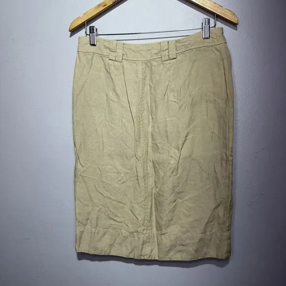 Banana Republic Women’s Beige Linen Silk Button Front Skirt Size 6 Utility Style - Picture 2 of 6